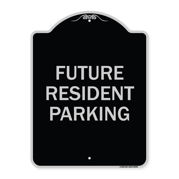 Designer Series-Future Resident Parking Black & Silver Heavy-Gauge Aluminum, 24" x 18", BS-1824-9840